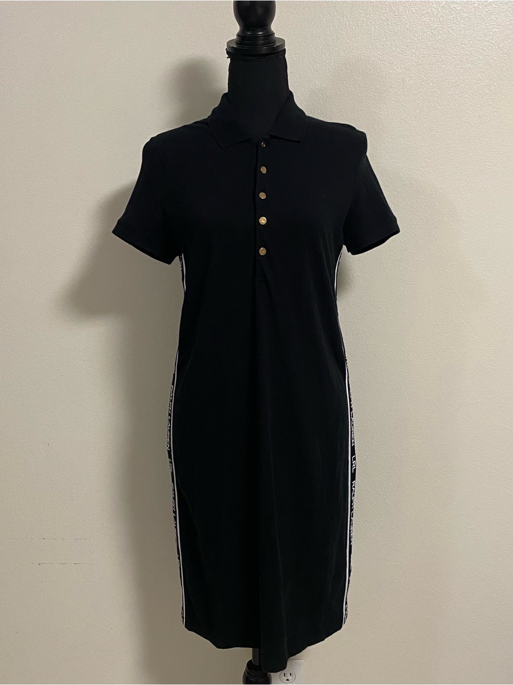 Lauren Ralph Lauren Dress Women’s Size Medium Black Polo Shirt Dress logo detail